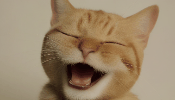 a cat laughing
