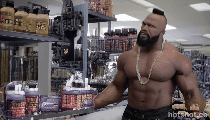 Mr. T selling body building pills., hotshot gif, made with Hotshot-XL